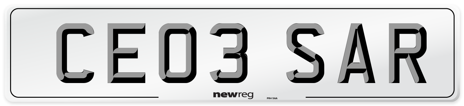 CE03 SAR Number Plate from New Reg
